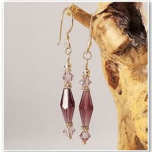Purple Swarovski & Sterling Silver Earrings
